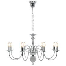 Laden Sie das Bild in den Galerie-Viewer, Lampadario Argento con 8 Lampadine