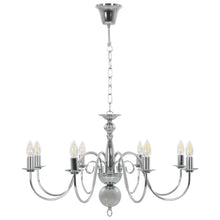 Laden Sie das Bild in den Galerie-Viewer, Lampadario Argento con 8 Lampadine