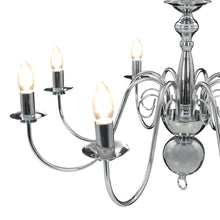 Laden Sie das Bild in den Galerie-Viewer, Lampadario Argento con 8 Lampadine