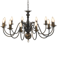 Indlæs billede til gallerivisning Candelabro Stile Anticato Nero 12 Lampadine