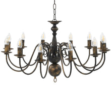 Indlæs billede til gallerivisning Candelabro Stile Anticato Nero 12 Lampadine