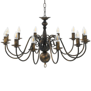 Candelabro Stile Anticato Nero 12 Lampadine