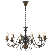 Indlæs billede til gallerivisning Candelabro Stile Anticato Nero 12 Lampadine
