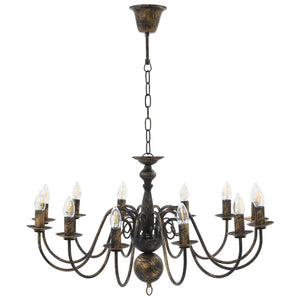 Candelabro Stile Anticato Nero 12 Lampadine