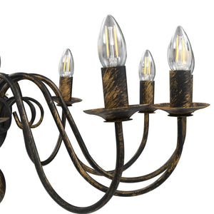 Candelabro Stile Anticato Nero 12 Lampadine
