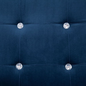 Divanetto 2 Posti con Braccioli Blu Cromato e Velluto