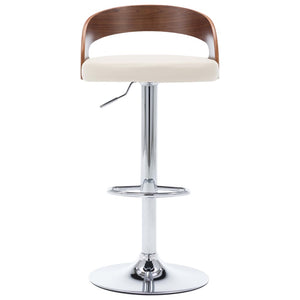 Sgabelli da Bar 2 pz Crema in Similpelle e Legno Curvato