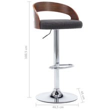 Load image into Gallery viewer, Sgabelli da Bar 2 pz Grigio Scuro in Tessuto e Legno Curvo