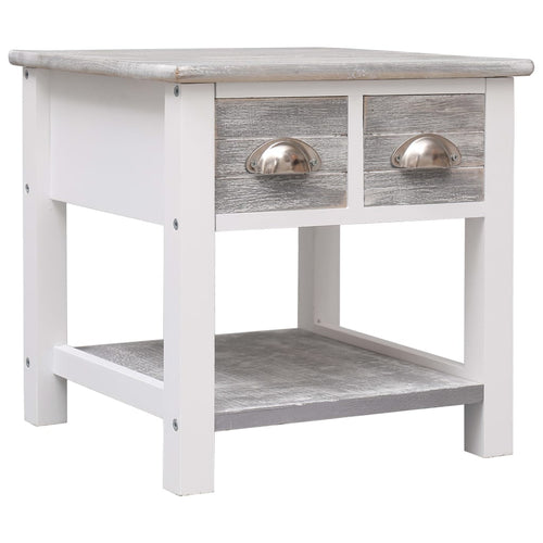 Mobiletto Grigio e Bianco 40x40x40 cm in Legno di Paulownia