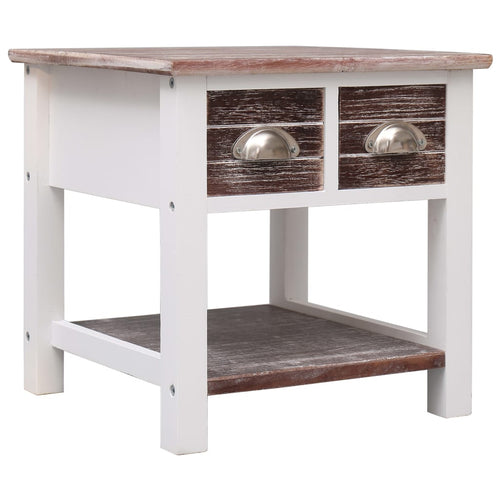 Mobiletto Marrone e Bianco 40x40x40 cm in Legno di Paulownia