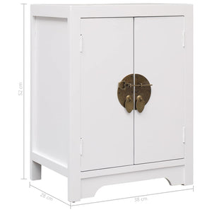 Comodino Bianco 38x28x52 cm in Legno di Paulownia