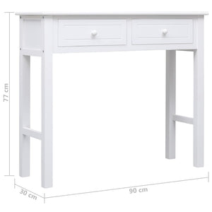 Tavolo Consolle Bianco 90x30x77 cm in Legno