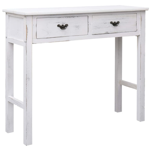 Tavolo Consolle Bianco Anticato 90x30x77 cm in Legno