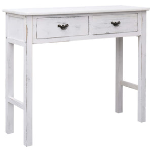 Tavolo Consolle Bianco Anticato 90x30x77 cm in Legno