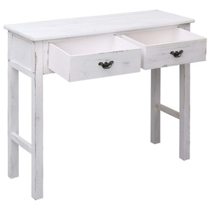 Tavolo Consolle Bianco Anticato 90x30x77 cm in Legno