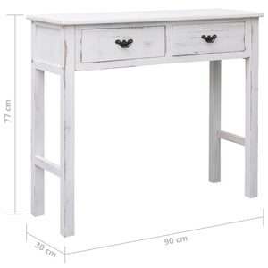 Tavolo Consolle Bianco Anticato 90x30x77 cm in Legno