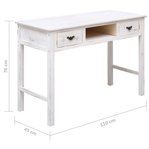 Tavolo Consolle Bianco Anticato 110x45x76 cm in Legno