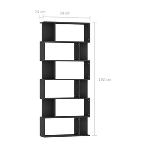 Libreria/Divisorio Nero 80x24x192 cm in Legno Multistrato