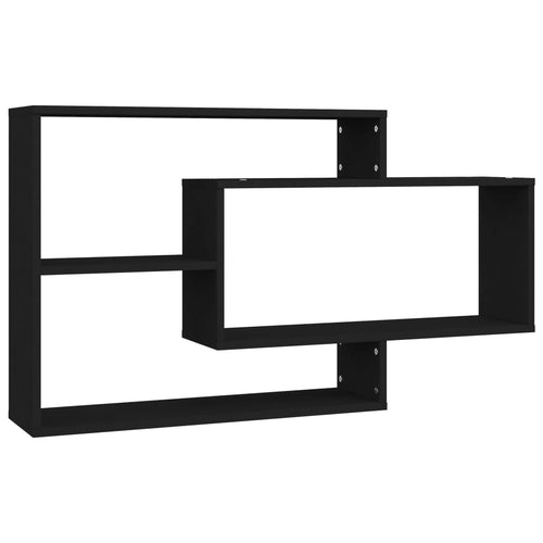 Mensola a Muro Geometrica 3 Rettangoli Nero 104x20x58,5 cm in Legno Multistrato