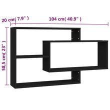 Load image into Gallery viewer, Mensola a Muro Geometrica 3 Rettangoli Nero 104x20x58,5 cm in Legno Multistrato