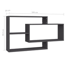 Load image into Gallery viewer, Mensola a Muro Geometrica 3 Rettangoli Grigio scuro 104x20x58,5 cm in Legno Multistrato