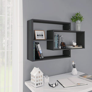 Mensola a Muro Geometrica 3 Rettangoli Grigio scuro 104x20x58,5 cm in Legno Multistrato