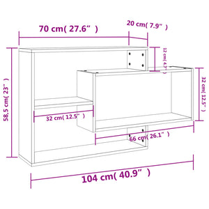 Mensola a Muro Geometrica 3 Rettangoli Grigio Cemento 104x20x58,5 cm Legno Multistrato