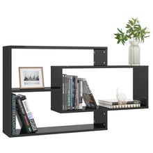 Load image into Gallery viewer, Mensola a Muro Geometrica 3 Rettangoli Nero Lucido 104x20x58,5cm in Legno Multistrato