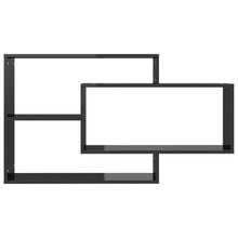 Load image into Gallery viewer, Mensola a Muro Geometrica 3 Rettangoli Nero Lucido 104x20x58,5cm in Legno Multistrato