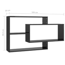 Load image into Gallery viewer, Mensola a Muro Geometrica 3 Rettangoli Nero Lucido 104x20x58,5cm in Legno Multistrato