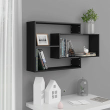 Load image into Gallery viewer, Mensola a Muro Geometrica 3 Rettangoli Nero Lucido 104x20x58,5cm in Legno Multistrato