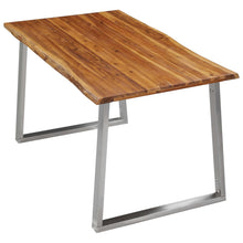Carica l&#39;immagine nel visualizzatore di Gallery, Tavolo da Pranzo 140x80x75cm Massello Acacia e Acciaio Inox