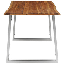 Carica l&#39;immagine nel visualizzatore di Gallery, Tavolo da Pranzo 140x80x75cm Massello Acacia e Acciaio Inox