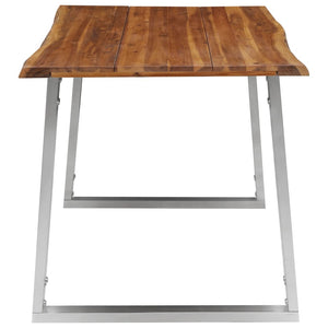 Tavolo da Pranzo 140x80x75cm Massello Acacia e Acciaio Inox