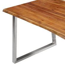 Carica l&#39;immagine nel visualizzatore di Gallery, Tavolo da Pranzo 140x80x75cm Massello Acacia e Acciaio Inox