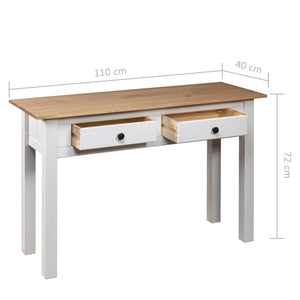 Tavolo Consolle Bianco 110x40x72 cm Legno Massello Pino Panama
