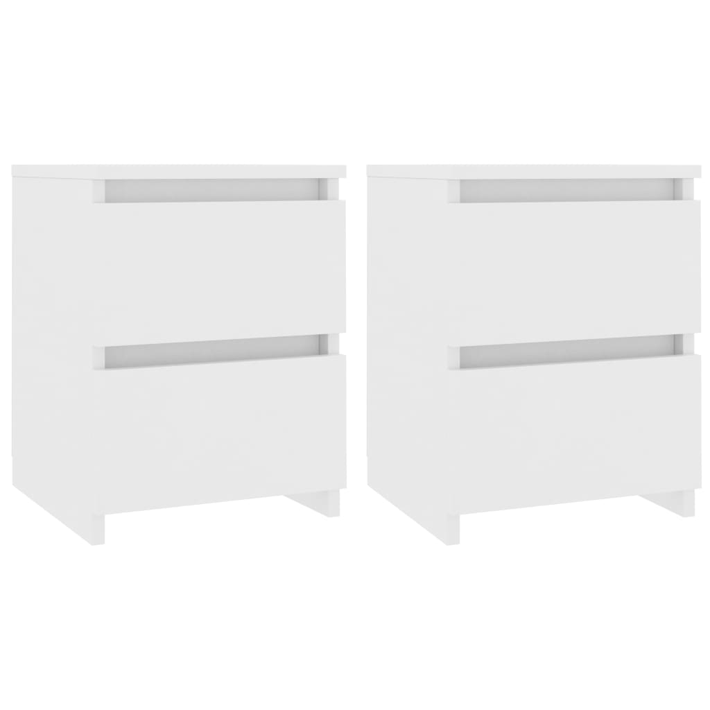 Comodini 2 pz Bianco 30x30x40 cm in Legno Ingegnerizzato