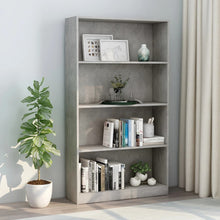 Indlæs billede til gallerivisning Libreria 4 Ripiani Grigio Cemento 80x24x142cm Legno Multistrato
