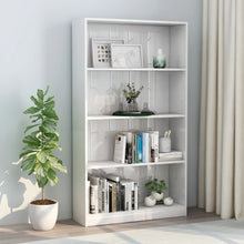 Indlæs billede til gallerivisning Libreria 4 Ripiani Bianco Lucido 80x24x142 cm Legno Multistrato