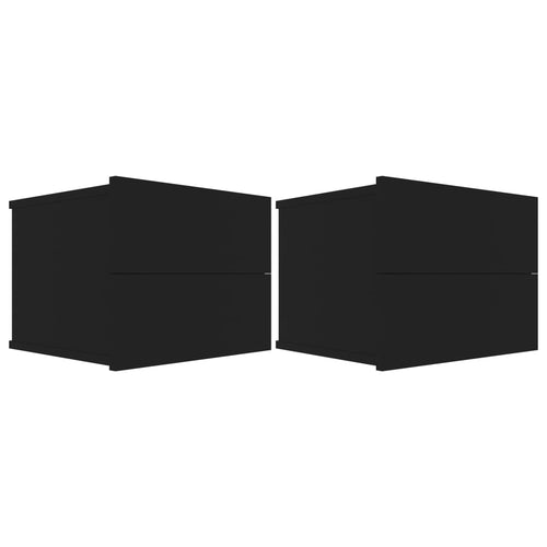 Comodini Sospesi 2 pz Neri 40x30x30 cm in Legno Multistrato