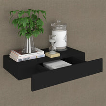 Load image into Gallery viewer, Pensile a Muro Nero con 1 Cassettoin MDF 48x25x8 cm