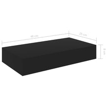 Load image into Gallery viewer, Pensile a Muro Nero con 1 Cassettoin MDF 48x25x8 cm