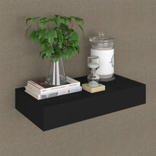 Load image into Gallery viewer, Pensile a Muro Nero con 1 Cassettoin MDF 48x25x8 cm