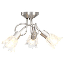 Laden Sie das Bild in den Galerie-Viewer, Lampadario con Paralumi in Vetro per 3 Lampadine E14 Tulipano