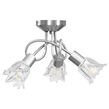 Laden Sie das Bild in den Galerie-Viewer, Lampadario con Paralumi in Vetro per 3 Lampadine E14 Tulipano