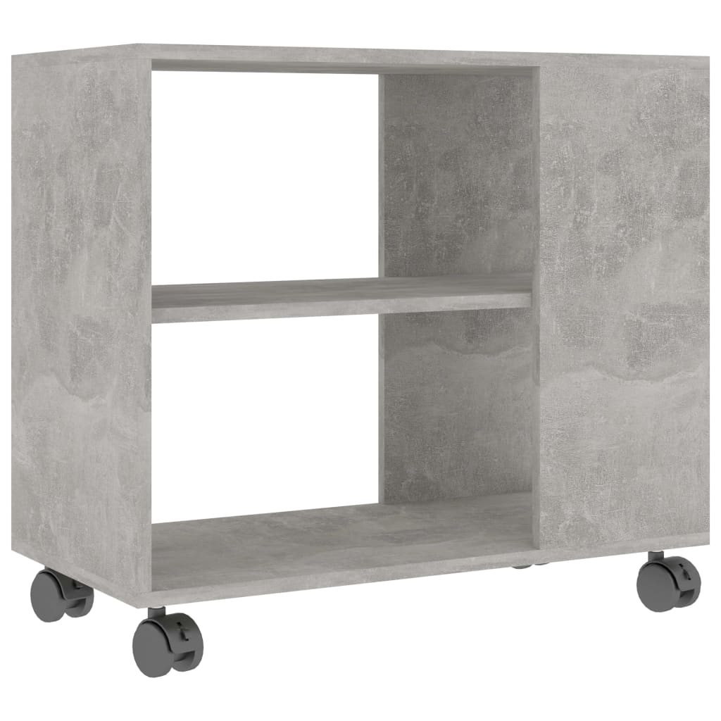 Mobiletto con Rotelle Grigio Cemento 70x35x55 cm in Legno Multistrato