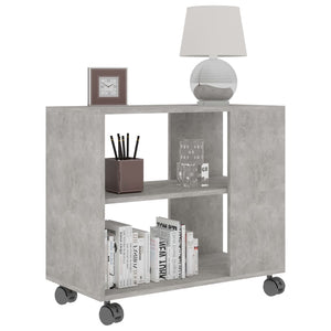 Mobiletto con Rotelle Grigio Cemento 70x35x55 cm in Legno Multistrato