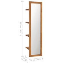 Indlæs billede til gallerivisning Specchio da Parete con Mensole 30x30x120 cm in Massello di Teak