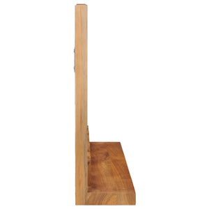 Specchio da Parete con Mensola per bagno 60x12x40 cm in Massello di Teak