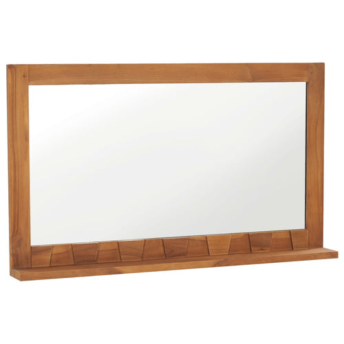 Specchio da Parete con Mensola per bagno 100x12x60 cm in Massello di Teak